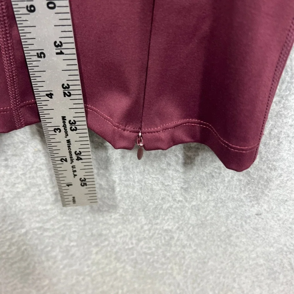 SSYS The Label Flare Leggings Womens S Burgundy High Waist Ankle Zip EUC